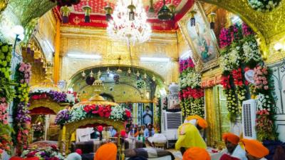 Darbar Sahib decorated with flowers