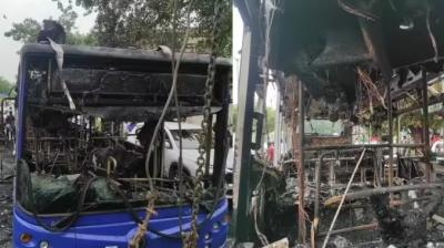 A DTC bus full of passengers caught fire, there was an outcry