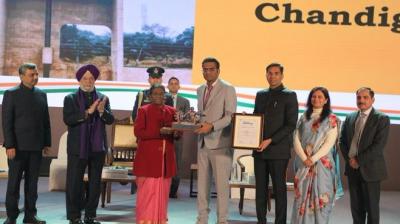 Chandigarh getting National Award from Her Excellency the President of India