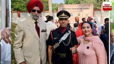 ਲੈਫ਼ਟੀਨੈਂਟ ਮਾਧਵ ਸ਼ਰਮਾ ਆਪਣੇ ਮਾਤਾ ਅਤੇ ਇੱਕ ਰਿਸ਼ਤੇਦਾਰ ਨਾਲ