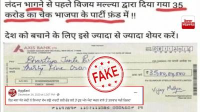  Fact check: Vijay Mallya did not give Rs 35 crore check to BJP before leaving India