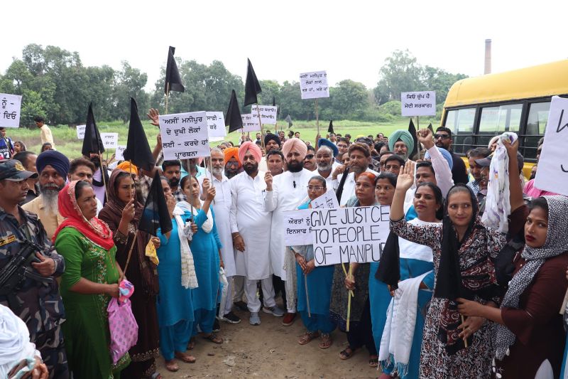 Protest by Christian community at Dhariwal against Manipur incident