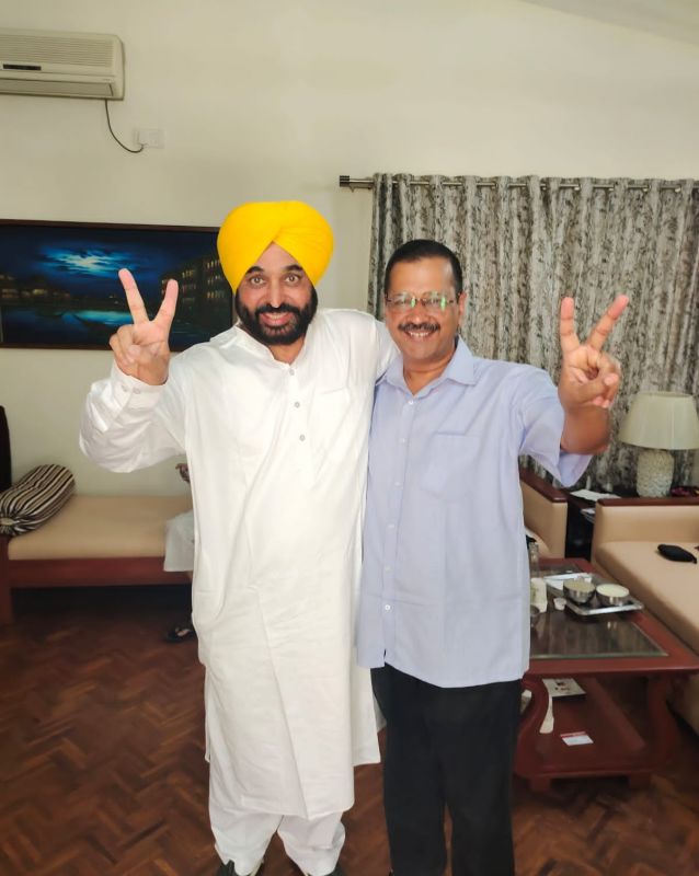 Arvind Kejriwal and Bhagwant Mann Arvind Kejriwal and Bhagwant Mann