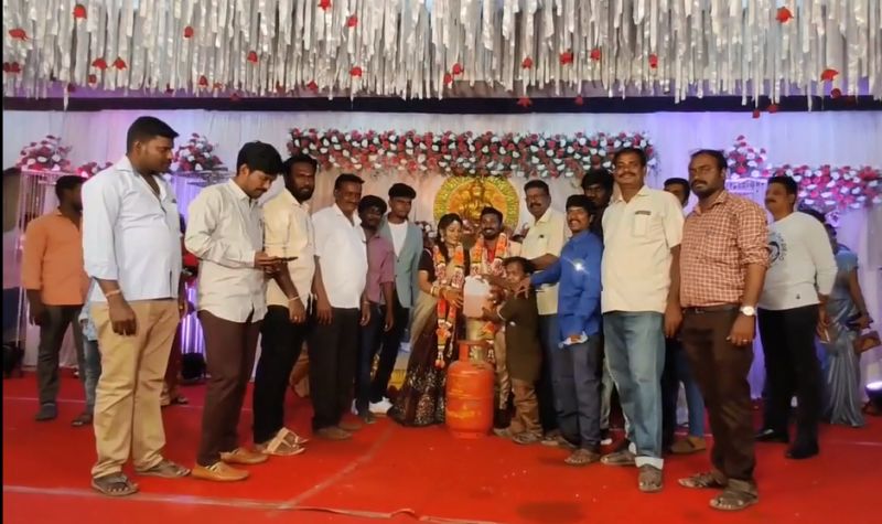 The bride and groom received a gift of petrol, gas cylinders and onions