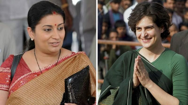 Smriti Irani and Priyanka Gandhi Vadra 