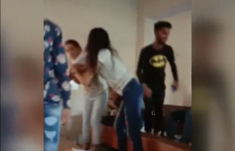 College students fighting in classroom College students fighting in classroom
