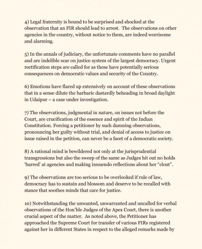 Ex-judges, bureaucrats, armed forces veterans slam SC remarks on Nupur Sharma