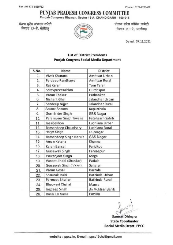 social incharge congress social incharge congress