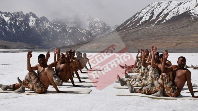 With low oxygen, ITBP personnel perform Yoga at 17,000 ft  
