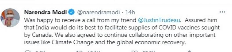 Justin Trudeau and PM Modi