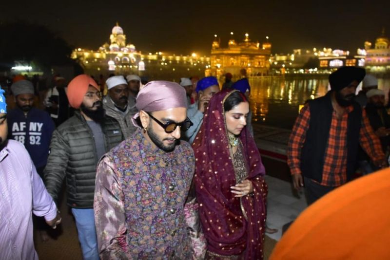 Deepika and Ranveer Singh offer prayers at darbar sahib with family