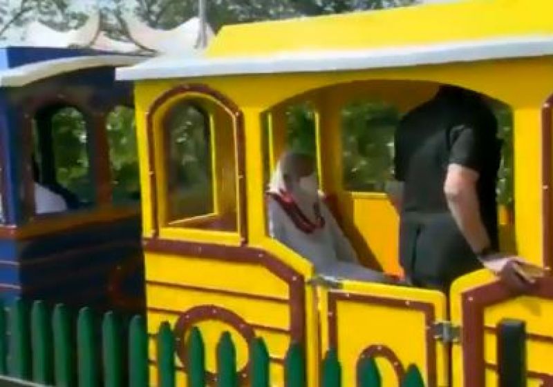 PM Narendra Modi rides in 'Nutri Train' at Children Nutrition Park PM Narendra Modi rides in 'Nutri Train' at Children Nutrition Park