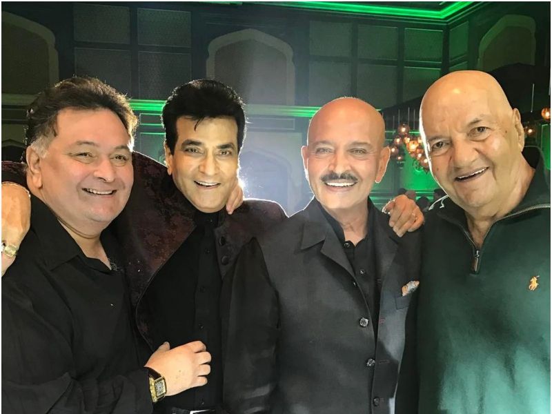 (From right) Prem Chopra with Rakesh Roshan, Jeetendra and Rishi Kapoor in this file photo
