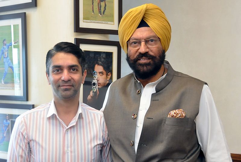 Abhinav Bindra meets Sports Minister Rana Sodhi