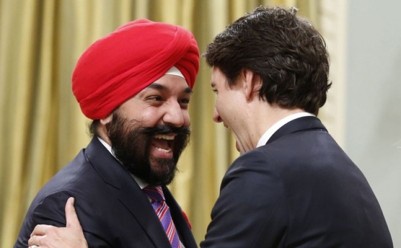 canadian minister navdeep bains turbun checking us airport  