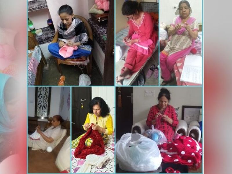 Grandma made a frock at home for her granddaughter