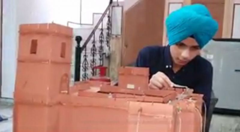 Sikh child made Model of Saragarhi Sarai and Sikh Martyrs 