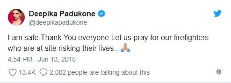 Deepika Padukone's building fire