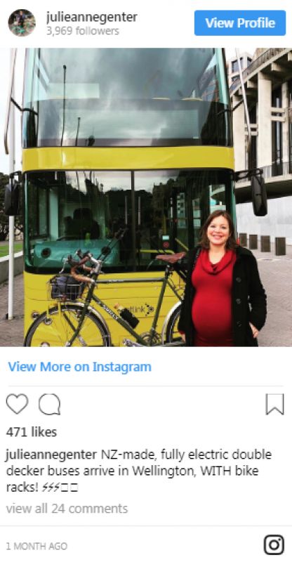 Women Julie Anne Genter cycles to hospital to give birth