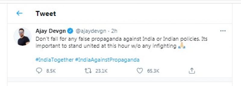 Ajay devgan Tweet