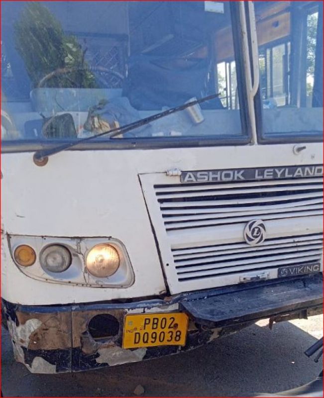 A bus of Punjab Roadways hit a motorcycle in Amritsar A bus of Punjab Roadways hit a motorcycle in Amritsar