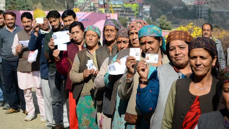 Voters on world's highest polling Booth