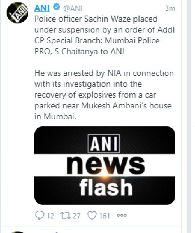 Mumbai police officer Sachin Waze