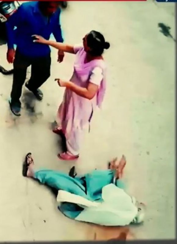 The son slapped his mother