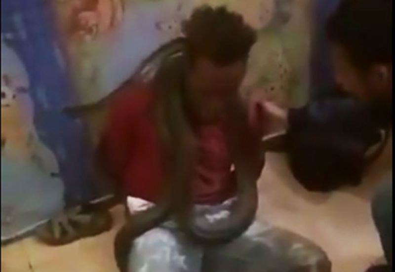 Police use snake to scare man