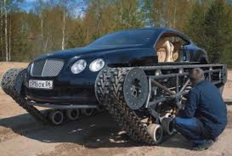 Engineer's friends built a cemented luxury bentley tank