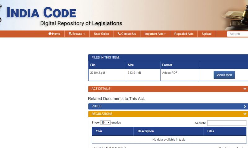 India Code website
