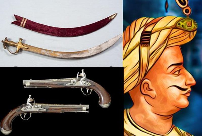 Tippu sultan's gun and gold swords are auctioned