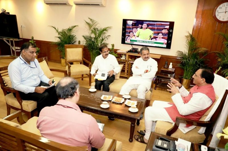 Vijay Inder Singla meet Union Human Resource Minister Dr. Ramesh Pokhriyal