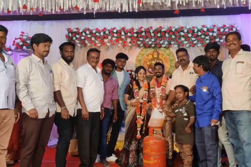 The bride and groom received a gift of petrol, gas cylinders and onions