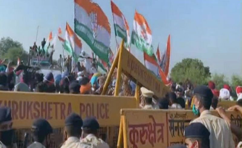 Rahul Gandhi's Tractor Rally Stopped At Haryana-Punjab Border Rahul Gandhi's Tractor Rally Stopped At Haryana-Punjab Border