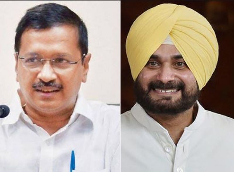 Navjot Sidhu with Kejriwal