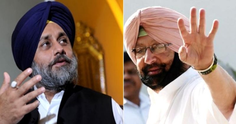 sukhbir badal with captain Amarinder singh 