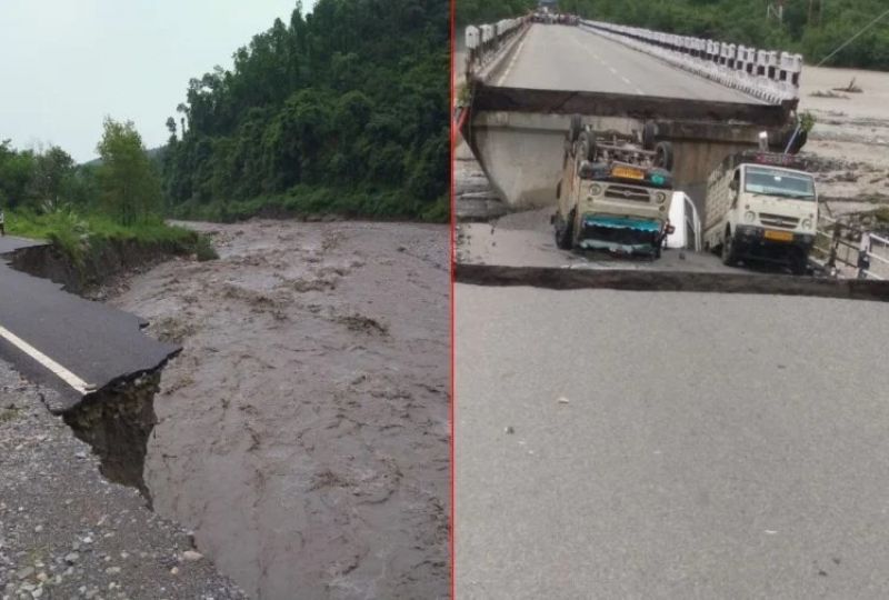 Broken bridge on Rishikesh-Dehradun highway