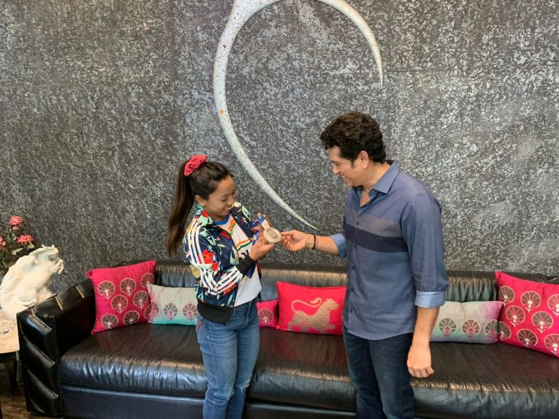 Mirabai Chanu meets Sachin Tendulkar