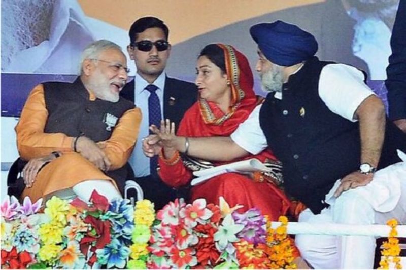 Narendra Modi, Harsimrat Badal, Sukhbir Badal 