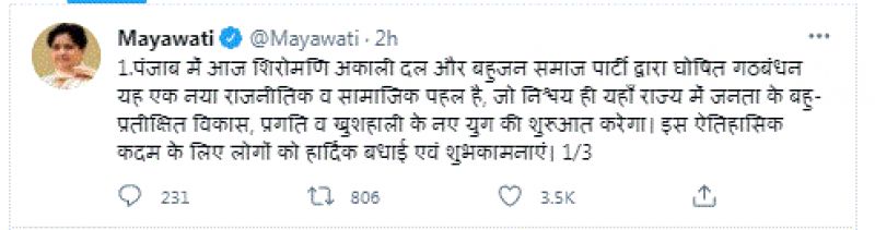 Mayawati's Tweet