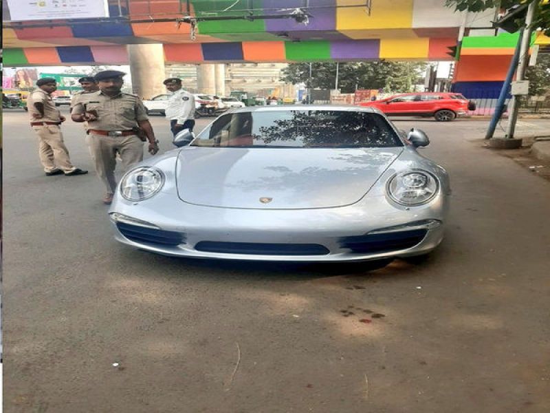Porche owner rides car without number plate, documents, fined 10 lakh
