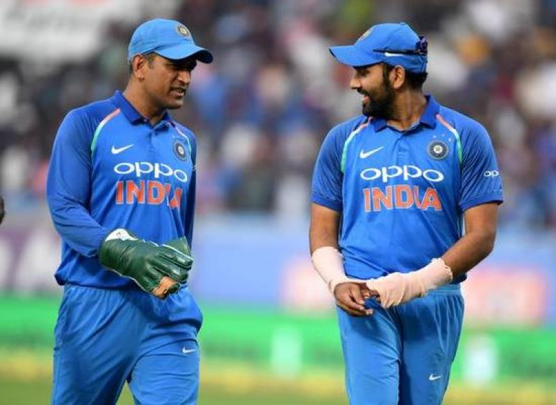 Ms Dhoni with Rohit Sharma
