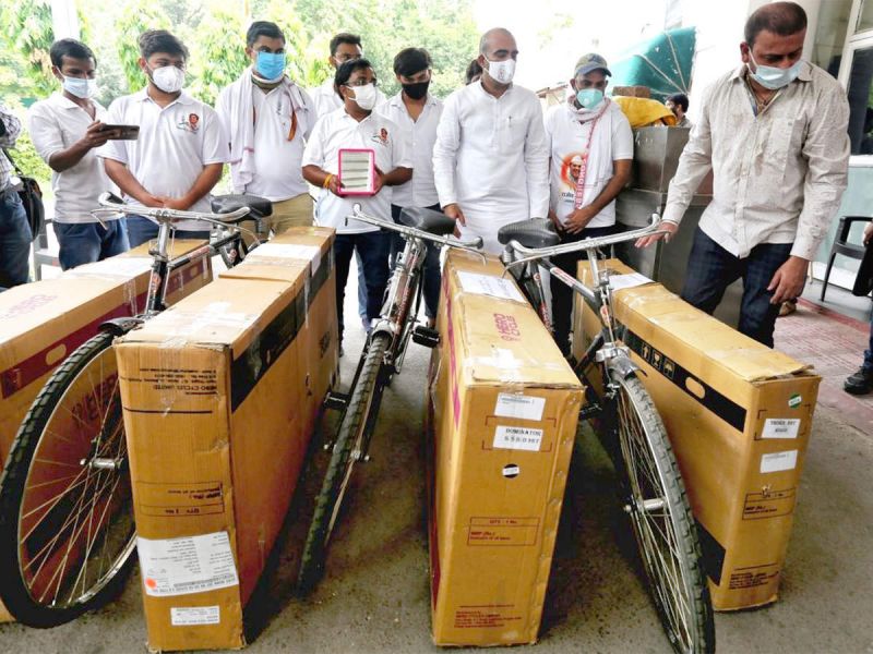  Youth Congress sends cycles to Modi over fuel price rise