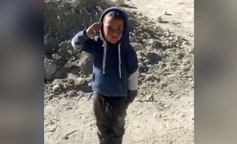 Kid learns to salute from ITBP soldier in Ladakh