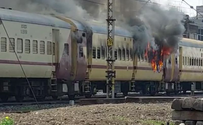 Train Set On Fire In Bihar Over Railways Exam