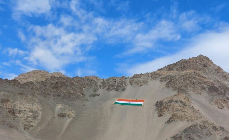The world's largest khadi flag hoisted on Leh hill