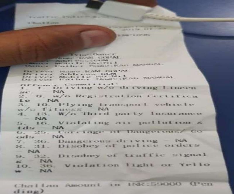 Gurugram tractor driver heavily fined Rs 59000 for 10 traffic violations Gurugram tractor driver heavily fined Rs 59000 for 10 traffic violations