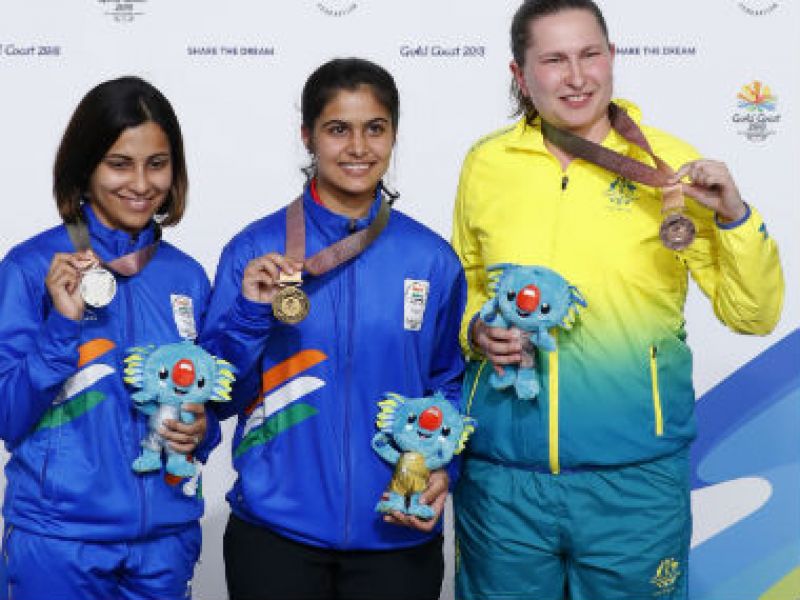 CWG-2018 :indias punam yadav and manu bhakar wins gold weightlifting and air pistol