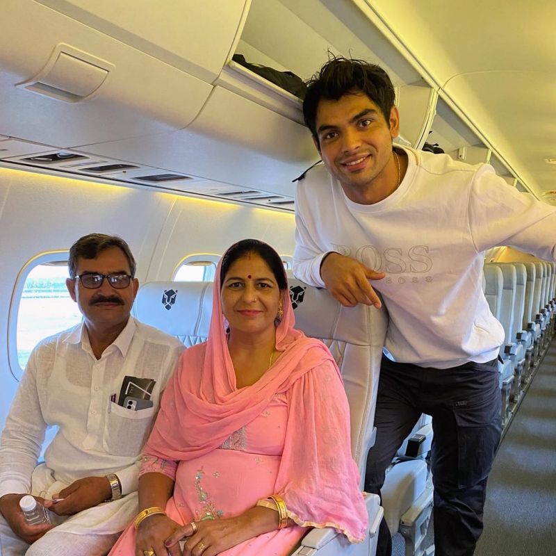 Neeraj Chopra and his parents Neeraj Chopra and his parents
